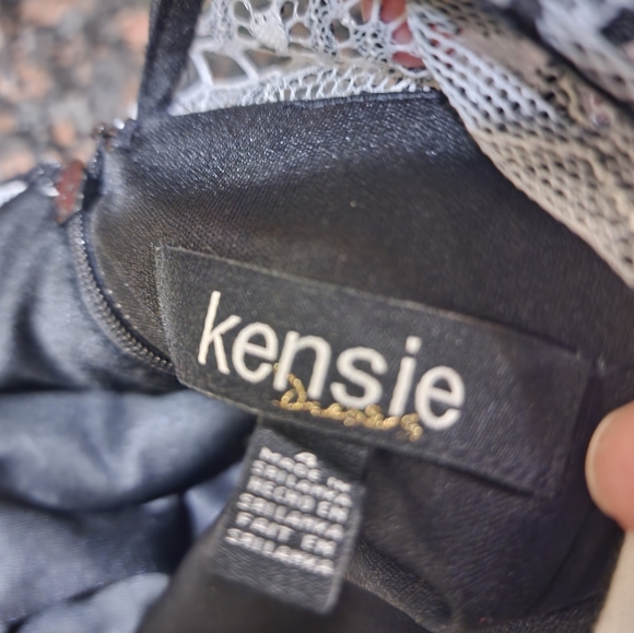 KENSIE Women's Black-White Sleeveless Halter Illusion Lace Embroidered Dress 4 - Picture 6 of 7